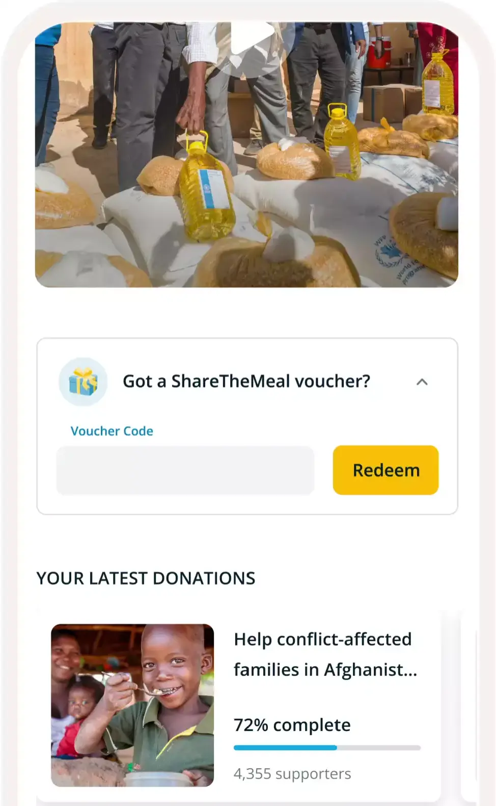 Ofereça vouchers da ShareTheMeal